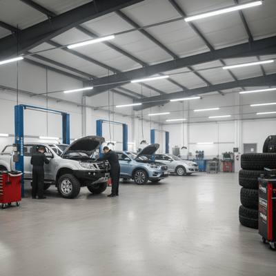 Modern vehicle workshop interior