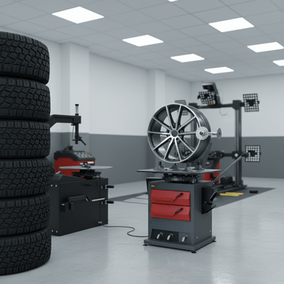 Tyre and wheel alignment bay
