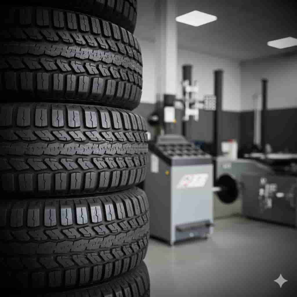 Mobile mechanic assisting a vehicle with tyre and roadside tools